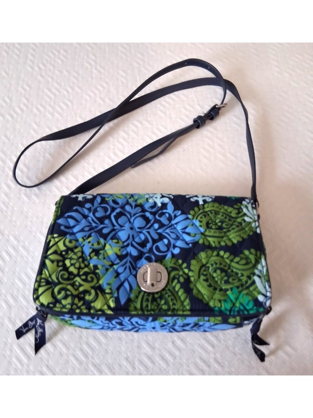 Vera Bradley Purse Floral Small Crossbody Blue Green